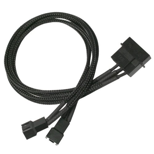 Nanoxia 4-Pin Molex auf 2 x 3-Pin Adapter, 30 cm, schwarzer Einzelsleeve