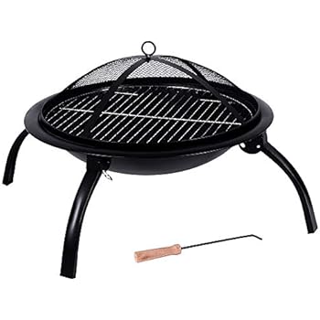 Denny International Large Black Fire Pit Steel Folding Outdoor