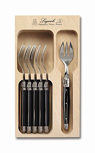 NEW Laguiole 6pc Cake Fork Set in CD (Black)