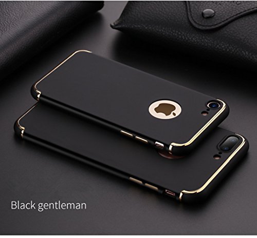 Carcasa iphone 7plus  Qissy   Todo incluido Ultra Slim Anti-Rasgu  o Resistente Huellas Dactilares Protectora Caso de Pl  stico Duro Cover Case para iphone 7 8PLUS 5 5 pulgadas  Negro Oro 