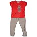 Bio Kid Designer Baby Top & Full Bottom - Red T Shirt & Grey Melange Leggings - 2 Pcs Set Pack (9 - 12 Months) RS.429.00