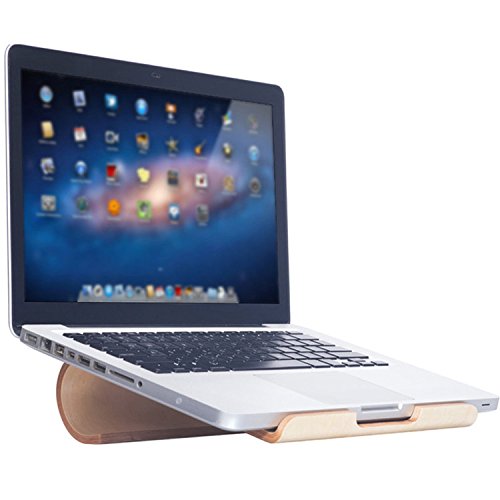 First2savvv MT-BJPB-13D01 Universelle Notebookständer Elegante Laptop Halter Holz Laptop Kühlung Cooling Stand Haltewinkel Sockel für MacBook Air / Pro Retina PC Notebook mit schwarz USB-Lampe - 3