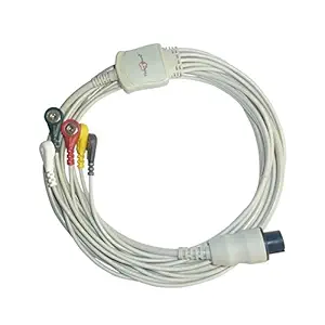 5 Lead ECG Cable compatible with Aspen/Bluestar/BPL(Accura,Excello,G30)/Clarity/Concept/Mindray/Emco/Erka/Akas/Hp 6 pin Snap type