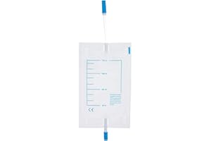 DENTALSEVEN Sacca Urine da Gamba Tubo con Valvola Antireflusso, 750cc, 35 cm Diametro, 30 Pezzi, Trasparente - Farmaseven