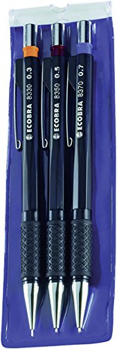 Preisvergleich Produktbild Druckbleistift 3er-Set 0,3-0,5-0,7mm schwarz versenkbare Spitze gummierte Griffzone