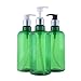 3PCS 500ml/16.6OZ Refillable Empty PET Plastic Green Pump Bottles Jars with Pump Tops for Makeup Cosmetic Bath Shower Toiletries Liquid Containers Leak Proof Portable Travel Accessories