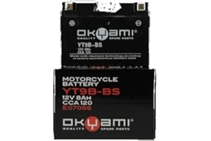 FAR BATTERIA OKYAMI BERGAMASCHI YT9B-BS 12V 8 AH COMPATIBILE CON YAMAHA YP 400 MAJESTY ABS 400 2009 > 2011 SPECIFICA MOTO SCOOTER COMPLETA SENZA MANUTENZIONE