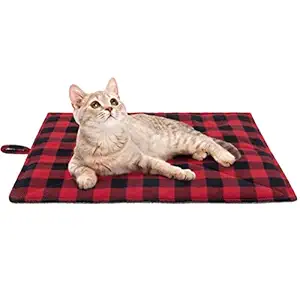 PUPTECK Cat Self Heating Bed Mat - Cozy Self Warming Washable Pet Thermal Pad with Hang Loop, Anti Slip Sleeping Bed for Kitties Puppies Small Animals, Red