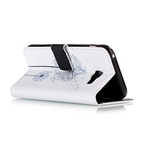 Galaxy A5 2017 Hülle,Samsung Galaxy A5 2017 Handyhülle Brieftasche,Niedlich Weiß Löwenzahn Muster Leder Schutzhülle Case Etui im Bookstyle Weiche Inner Magnetverschluss Protektiv Flip Hülle Tasche Wallet Telefon-Kasten Case Cover mit[Ständerfunktion] und [Kartenfächer]für Samsung Galaxy A5 2017+1xSchwarz Glitzer Bling Eingabestift-Weiß Löwenzahn - 2