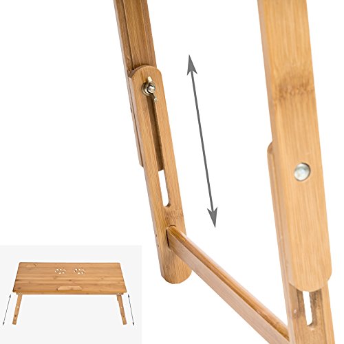 TecTake Laptoptisch Notebooktisch Betttisch faltbar höhenverstellbar aus Bambus mit Getränkehalter 72x35cm - 9