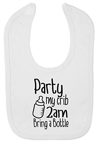 Party My Crib 2am Bring A Bottle Velcro Fastening Baby Bib (White)