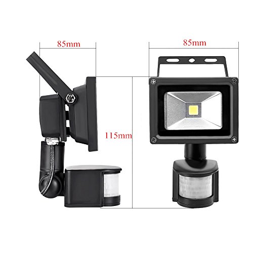SAILUN 2x10W LED SMD Strahler Fluter Außen Flutlicht Strahler mit PIR Bewegungsmelder Fluter Wasserdicht IP65 Aluminiumkörper Schwarz Warmweiß - 3