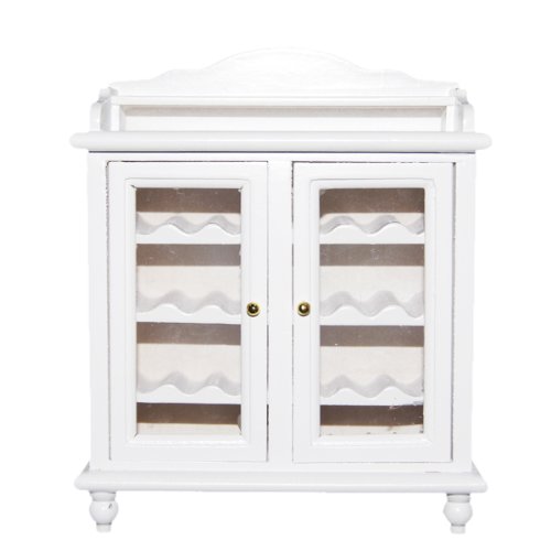 Preisvergleich Produktbild 1 / 12 Puppenhaus Miniaturen Wohnzimmer Möbel aus Holz Weinklimaschrank Weiß