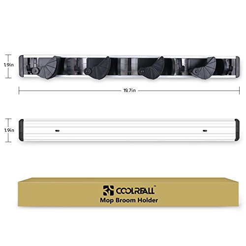 Coolreall Besen Mop Halter, Wand montiert Veranstalter Gartenarbeit Schuppen Tool Rack Garage Storage Hanger mit 4 Positionen 5 Haken - 5