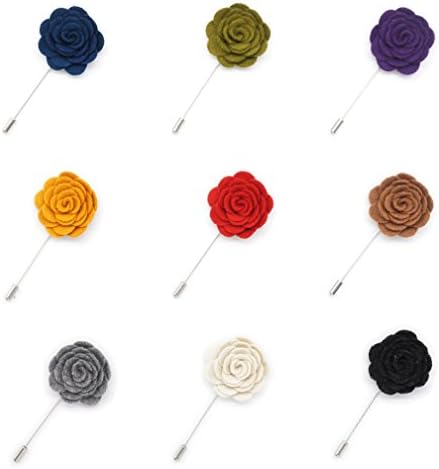 INNEE Handcrafted Lapel Flower 9pcs Boutonniere Pins in Clear Top Tin Box 9pcs Boutonniere Pins Handcrafted Lapel Flowers in Clear Top Tin Box by INNEE (Style B)