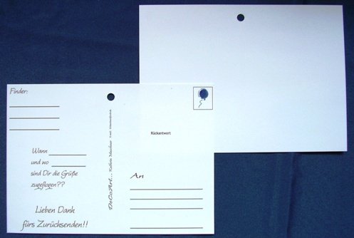 DeCoArt… 10 Wettflugkarten Ballonflugkarten Weitflugkarten Flugkarten zum Selbergestalten Vorderseite: leer/ Rückseite: Adressfelder und Gruß für den Rücksender - 2