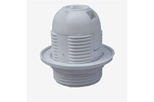 4MIU 2 Pcs E27 Lamp Holder White Bakelite with Shade Ring 1CM Threaded Entry