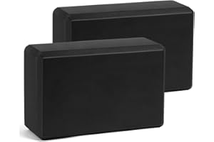 Flintronic Lot de 2 Blocs de Yoga, Brique Yoga Liège de Haute Densité, Briques de Mousse de Fitness, Briques Yoga, pour Pilates, Yoga, Étirement, Accessoires de Fitness, 23 * 25 * 8cm, Noir