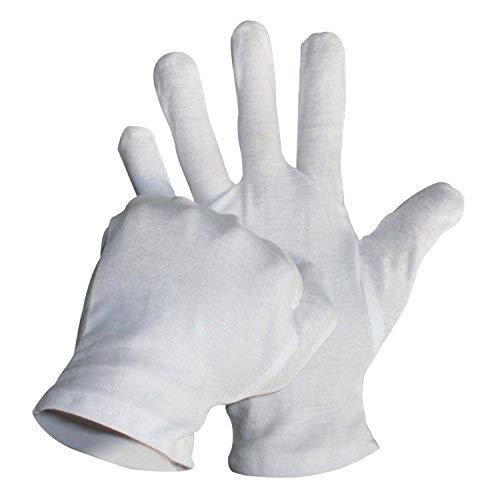 Preisvergleich Produktbild tonver 6 Paar Weiß Baumwolle Handschuhe für Kosmetik Feuchtigkeitsspendende Münzkapseln Jewelry- Große Größe