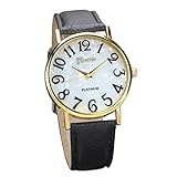 Damen Armbanduhr Traumzimmer Frau Retro Digital Wählen Leder Band Quarz Analog Uhren Klassik DüNne MäNner Wasserdicht Fossil Lederarmband damen armbanduhr wasserdicht cluse (Schwarz)