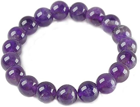 JS Direct Semi-Precious Gemstones Healing Power Crystal Beads Stretch Bracelet (Natural Amethyst)