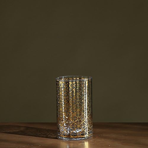 GAOLILI Creative Home Plating Gold Lines Hydroponic Bamboo Lily Fresh Flowers Transparent Glass Cylinder Straight Vase ( Size : A )