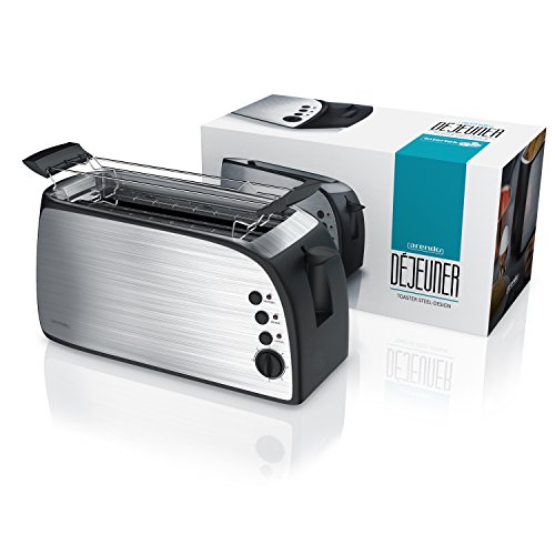 Arendo – Automatik Toaster Langschlitz | Defrost Funktion | wärmeisolierendes Gehäuse | abnehmbarer Brötchenaufsatz | 1200W-1500W | | 7 Stufen | herausziehbare Krümelschublade | Neues Modell 2017 – verbesserte Bräunungsstufen - 6