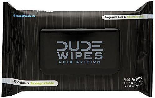 Dude Wipes - Flushable Wipes, Fragrance Free & Naturally Soothing, Dispenser Pack (48ct) by Dude Products