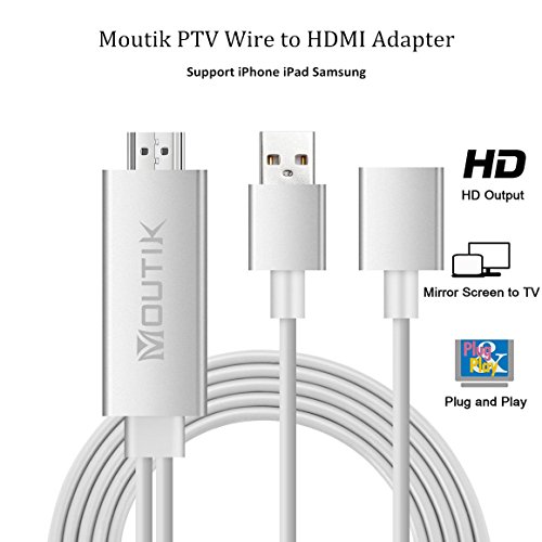 Moutik® Blitz zu HDMI Kabel Adapter USBPTV HDMI 1080P HDTV Projektor Anzeige für iPhone 7 7Plus 6S 6 Plus,für iPad,für Samsung S8 S7 Note 7 Note 6 Silber