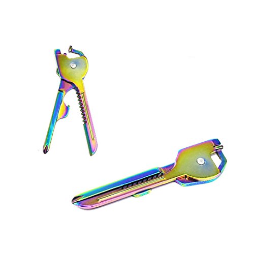 Preisvergleich Produktbild Flaschenöffner Schlüsselanhänger, Gusspower Tragbar Multifunktions 6 in 1 mit Rostfrei Schlüsselbund, Schraubendreher und Anderen Utility Key Tool (Mehrfarbig)