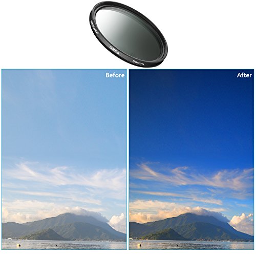 Neewer 58mm Filtre G ND8 Gradu      Densit   Neutre pour Cam  ras CANON Rebel T6i T6 T6s T5i T5 T4i T3i T2i XTi XSi EOS 750D 760D 650D 600D 550D 500D 450D 400D 350D 300D 7D 60D avec Fil de Lentilles de 58 mm