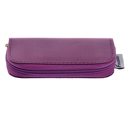 Foxnovo tragbar Case Schutzbox Schutztasche Kartentasche Tasche mit Reißverschluss für 22 SD SDHC MMC CF Micro SD Memory Card Speicherkarten (Viollet) - 2
