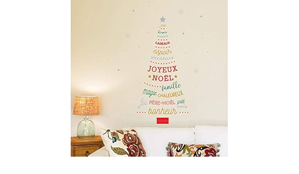 Wallflexi Noel Decorations Mural Autocollants Francais Citations Noel Arbre Mural Murals Stickers Salon Enfants Creche Ecole Restaurant Cafe Hotel Maison Bureau Decor Multicolore Amazon Fr Cuisine Maison