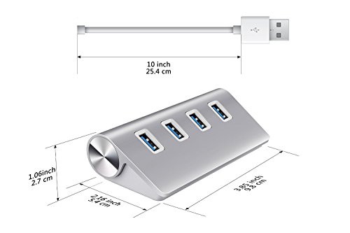 USB 3.0 4-Port Hub Compact ULTRICS @ Aluminiumgehäuse, geschirmtes Kabel mit 5 Gbps Übertragungsgeschwindigkeit für iMac, MacBook Air, MacBook Pro, MacBook, Mac Mini, PCs und Notebooks - 9