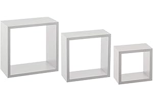 PARIS PRIX LOT DE 3 ÉTAGÈRES MURALES BLANC (L.15xP.9xH.15cm L.20xP.9xH.20cm L.25xP.9xH.25cm)