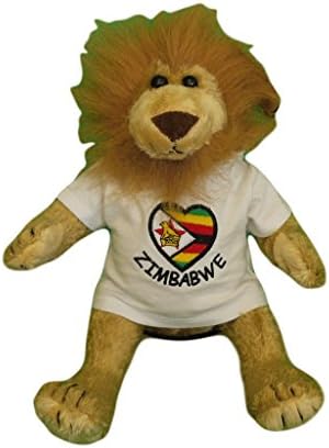 Simba the Zimbo Lion wearing his Zimbabwe heart flag hoodie