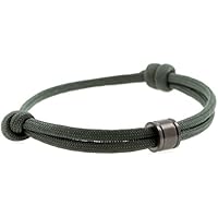 KOMIMAR Surfer Armband OLIV BLACK STEEL - cool lässiger Surf Style - Freundschaftsarmband - Skater - Segeln - Geschenkidee - Handgemacht - Yachting - Skipper - Strandschmuck - DIVER - Herrenarmband - Männer Schmuck Armband