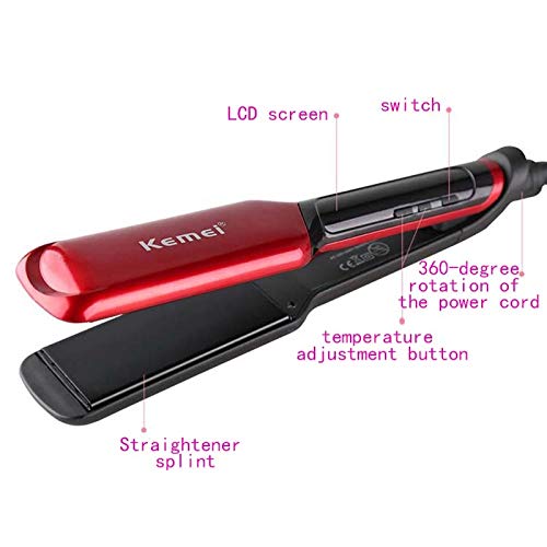 DFGHJWER Curler Temperature Hair Straightener Straight Hair Splint Liquid Crystal Display perm KM-9620