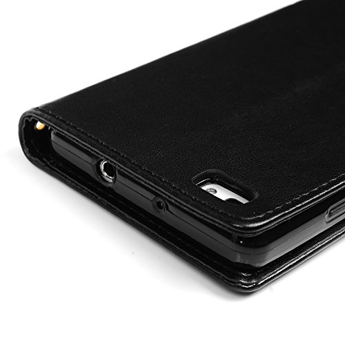 P8 Lite Hülle, Huawei P8 Lite Tasche YOKIRIN Schwarz PU Leder Handytasche Drucken Schmetterling Weinstock Wallet Schutzhülle Kunstlederhülle Taljereep Kredit Kartenfächer Case Book Cover Flipcase - 5