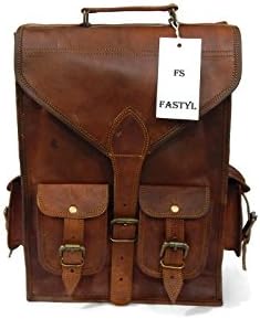 Fastyl Handmade 15โ Arnica Vintage Genuine mens women leather cross body laptop School Book bag backpack Handbag