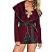 Produktbild Beginfu Frauen Strickjacke Herbst Winter V-Kragen Offene Jacke mit Gürtel Schmale PassformWollmantel Jackenhemd der Frauen Herbst mit Winterwollmantel Maxi Offene Cardigan Strickjacke