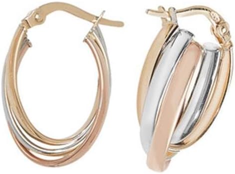 9ct Gold Tri Colour Earrings Oval