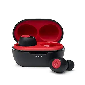 JBL C115 TWS by Harman, True Wireless Earbuds with Mic, Jumbo 21 Hours Playtime with Quick Charge, True Bass, Dual Connect, Bluetooth 5.0, Type C & Voice Assistant Support for Mobile Phones (Red)