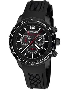 Wenger Unisex-Armbanduhr 01.0853.109 ROADSTER BLACK NIGHT CHRONO Analog Quarz Kautschuk 01.0853.109 ROADSTER BLACK...