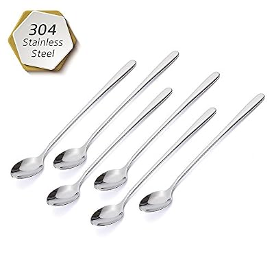 FOXAS Lot de 6 Cuillères à glace en acier inoxydable 304 FOXAS 25CM cuillère à glace sundae cuillère pour Jus de fruits Lattes Macchiatos cuillère à confiture en inox 18/8 de la série < Bon Appétit>
