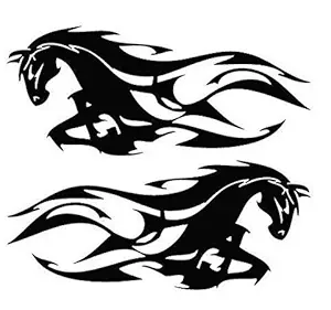 ISEE 360 Horse Tattoo Vinyl Decal Car Sticker Decorate Cars Bike Truck Vans Vehicle Stickers Window Door Glass Mirror Sides Bonnet Rear Hood Bumper L X H 26 cm X 12 cm (Pack of 2)
