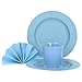 Produktbild MamboCat 36-TLG. Einweggeschirr Party-Set Hellblau matt | Pappgeschirr für 8 Personen: Pappteller + Becher + Servietten | für Festliche Anlässe und Partys