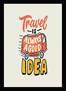 BIRDS MIND Travel Always Good Idea Quotes Synthetic Wood Wall Hanging Photo Framed Poster for Living Room Home Decor Bedroom Boys Girls Room Frames L x H 9.5 Inches x 13 Inches