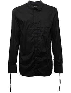 C3148 camicia koreana uomo MINIMAL nero overlong shirt men