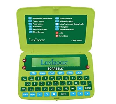 Lexibook-SCR8FR Dictionnaire électronique Officiel du Scrabble ODS8, Larousse FISF, Format Ergonomique, Large Touches, Arbitre, correcteur d'orthographe, définitions, à Piles, Vert/Bleu, SCR8FR